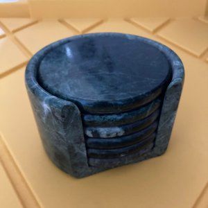 Green Marble Cork Backed Drink Coasters